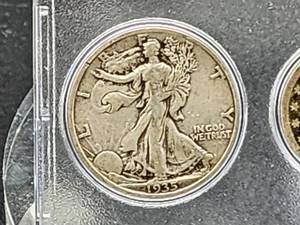 lot 176 image: U.S. Mint (3) Silver Coins, (1) Buffalo Nickel and (1) Indian Head Penny
