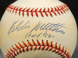 lot 188 image: Milwaukee Braves HOF Great Eddie Mathews Autographed Baseball