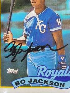lot 194 image: 1989 Topps Baseball Card #540 Autographed by Bo Knows Bo Jackson