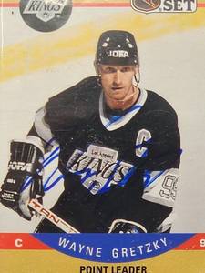 lot 197 image: 1990 Pro Set Hockey Card #394 Autographed by HOF Great NHL Leading All-time Goal Scorer Wayne Gretzky