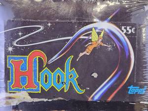 lot 373 image: Box of Factory Seal 1991 Hook Glossy Movie Trading Cards Containing 36 Packs