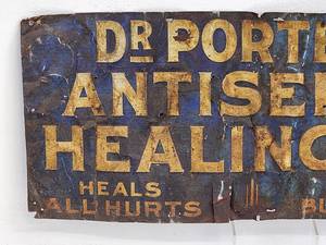 lot 357 image: Very Vintage Doctors Office Advertising Tin Metal Sign