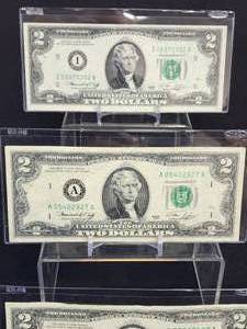 lot 348 image: (3) U.S. Mint $2 Dollar Bills