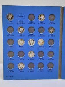 lot 313 image: Partial 1916-1945 Silver Mercury Dime Collection