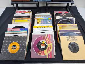 lot 391 image: (3) Cases of Over 125 Vintage 7 45 RPM Vinyl Records