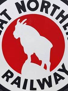 lot 351 image: Great Northern Railway Round Porcelain Enameled Sign