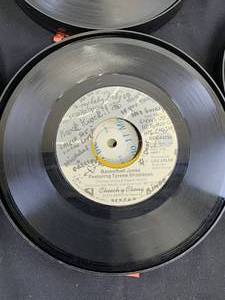 lot 395 image: (12) Plastic Film Case Filled with over 100 Vintage 7 45 RPM Vinyl Records