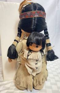 lot GB78 image: Precious Moments -15 inch -Morning Star Indian Doll with Stand and Papoose