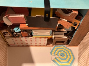 lot 119 image: Vintage Cardboard Doll House with Furniture