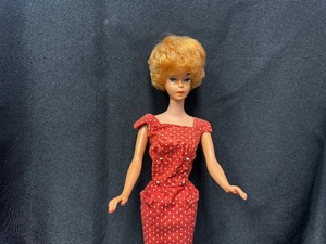 lot 159 image: Vintage Bubblecut Barbie Wearing Red Dress