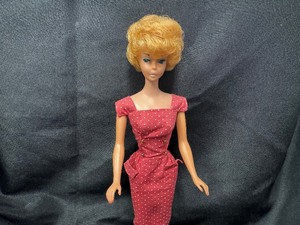 lot 167 image: Vintage Bubblecut Barbie Wearing Red Dress