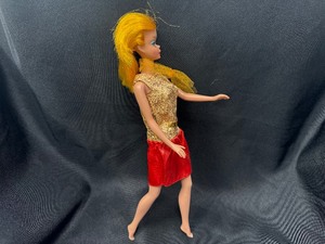 lot 319 image: Vintage Color Magic Barbie Wearing Gold and Red Party Dress with Bendable Legs