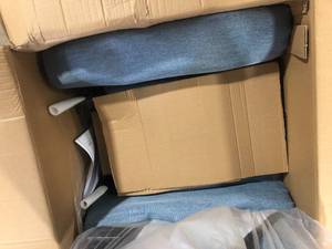 Merax Blue Linen Tufted Push Back Recliner with Nailheads Rolled Arm  Customer Returns See Pictures