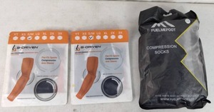 FuelMeFoot Compression Socks and (2) B-Driven Sports Compression Arm Sleeves