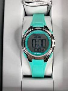New Amazon Essentials Womens Digital Chronograph Resin Strap Watch TealSilver