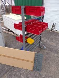 Parts Bin Rack with Bins and extra wall bracket