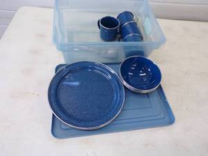 4 Place Camping Plate, Bowl, utensils and Cup set