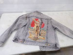 Medium Jean Jacket with Large Native American on the Back