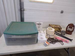 Assorted Lot with Vintage Lantern, Box and more