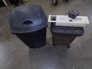 2 Garbage Cans and Paper Shreader