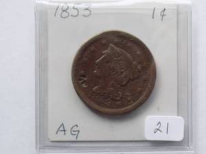 1853 Circulated large cent