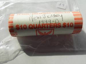 1999-D Original New Jersey State quarter bank roll  $10