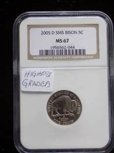 2005-D Bison nickel  Highest grade MS67