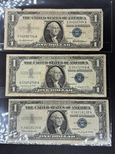 3- $1 Silver certificates 1957, 1957-A, 1957-B