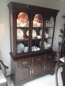 Ethan Allen Two Piece Lighted Hutch