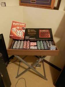 Folding Tray Board Game Stand with Games