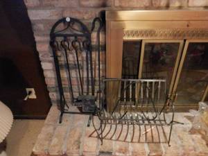 Fire Place Accessories - Log Rack and Iron