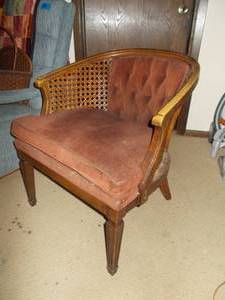 Brass Lamp with Antique Cane Back Chair