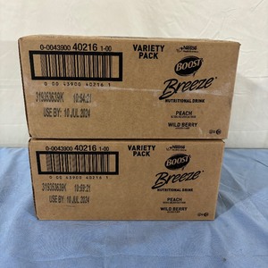 2 Cases (24 each per case, 12 per flavor) NEW Nestle Healthcare Boost Breeze Variety Pack Nutritional Drink - Peach and Wild Berry Flavor - Expiration 724