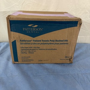 MSRP $100  1 Case (500 each) NEW Patterson Dental 18 x 13 3-Ply Paper with 1-Ply Poly Patient Towels Poly-Backed Bib -Purple