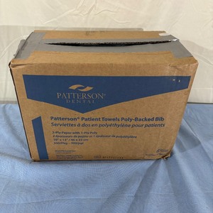 1 Case (500 each) NEW Patterson Dental 18 x 13 2-Ply Paper with 1-Ply Poly Patient Towels Poly-Backed Bib - Gray