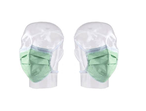 1 Case (250 each) Precept 653122 50-Pack Comfort-Plus Single-Use Surgical Mask with Stretch Knit Ties - Green - Complies with ASTM F2100&nbsp