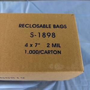 1 Case (1000case) NEW Uline S-1898 4 x 7 2-Mil Reclosable Bags
