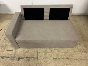 lot 69 image: Brownish Gray 2 Seat Sofa - Missing Back Cushions