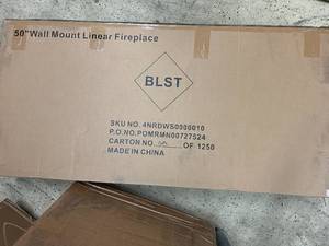lot 167 image: 50 Wall-Mount Linear Electric Fireplace with Remote
