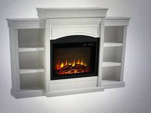 lot 170 image: Ameriwood Home Lamont Mantel Electric Fireplace - BLACK