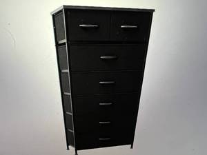 lot 174 image: 7-Drawer Vertical Dressing Storage Tower - Black