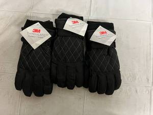 lot 259 image: 3 Pairs of 3M Thinsulate Gloves - Womens ML - Black