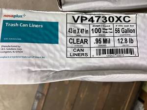 lot 281 image: 100 Clear Novaplus Trash Can Liners - 56 Gallons