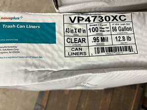 lot 282 image: 100 Clear Novaplus Trash Can Liners - 56 Gallons