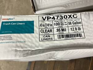 lot 283 image: 100 Clear Novaplus Trash Can Liners - 56 Gallons