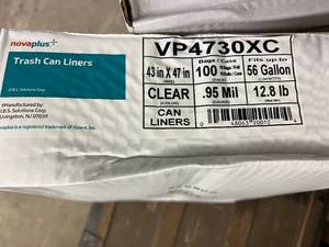 lot 284 image: 100 Clear Novaplus Trash Can Liners - 56 Gallons