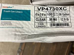 lot 285 image: 100 Clear Novaplus Trash Can Liners - 56 Gallons