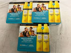 lot 301 image: 3 Boxes of Neutrogena Beach Defense WaterSun Protection 60 SPF Spray Sunscreen
