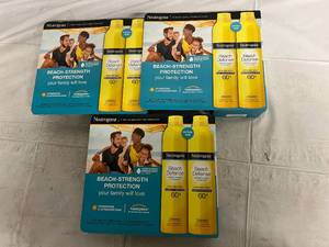 lot 304 image: 3 Boxes of Neutrogena Beach Defense WaterSun Protection 60 SPF Spray Sunscreen