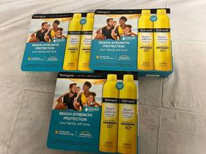 lot 307 image: 3 Boxes of Neutrogena Beach Defense WaterSun Protection 60 SPF Spray Sunscreen